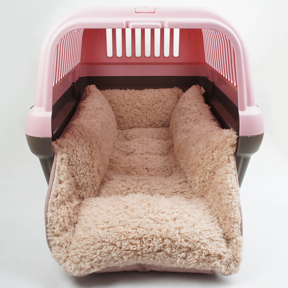 ペットが喜ぶ キャリー クッション ベッド 丈夫な ビンテージ11号 帆布生地 くすんだピンクファー Mサイズ ヘレンズ ペットベッド 犬 猫 キャンピング ペット クレートマット クレートクッション クレートベッド Liceochiloe Cl