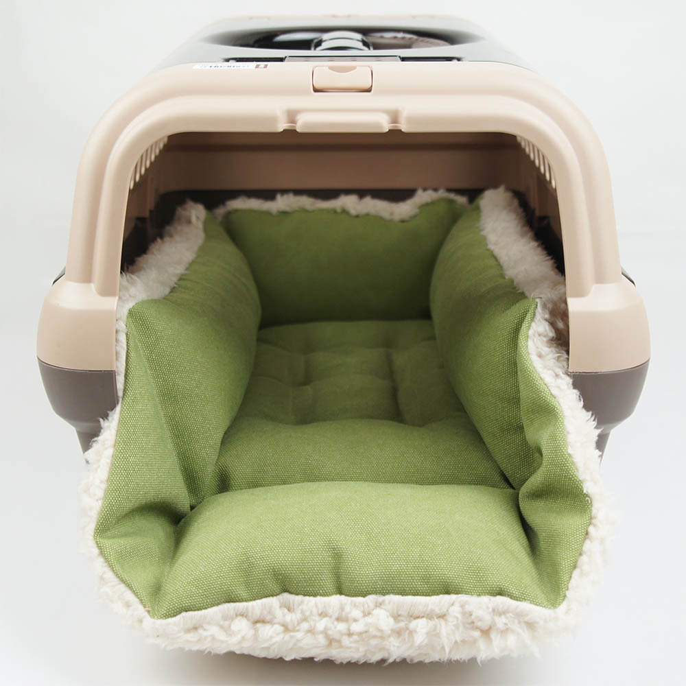 ペットが喜ぶ キャリー クッション ベッド 丈夫な ビンテージ11号 帆布生地 リーフファー Sサイズ ヘレンズ ペットベッド 犬 猫 キャンピング ペット クレートマット クレートクッション クレートベッド Liceochiloe Cl