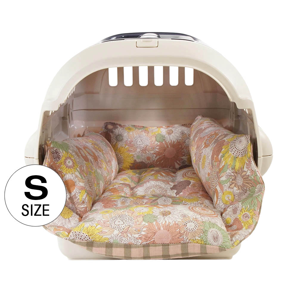 【限定品】ペットが喜ぶ キャリークッションベッド/クレートクッション リバティプリント スモールスザンナ 両面生地バイカラーチェック Sサイズ｜Helen&rsquo;s ペットベッド