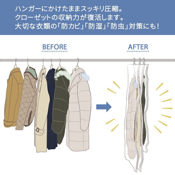 楽天市場 衣類圧縮袋 Genial バキュームシール ハンギングバッグ 105cm Vacuum Seal Hanging Bag 105cm 町の小さな雑貨屋さん アポン