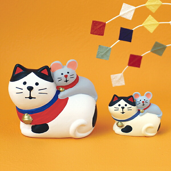 楽天市場 干支飾り 福猫福ねずみ デコレ コンコンブル 2020 庚子福ねずみ 陶器の干支飾り 町の小さな雑貨屋さん アポン