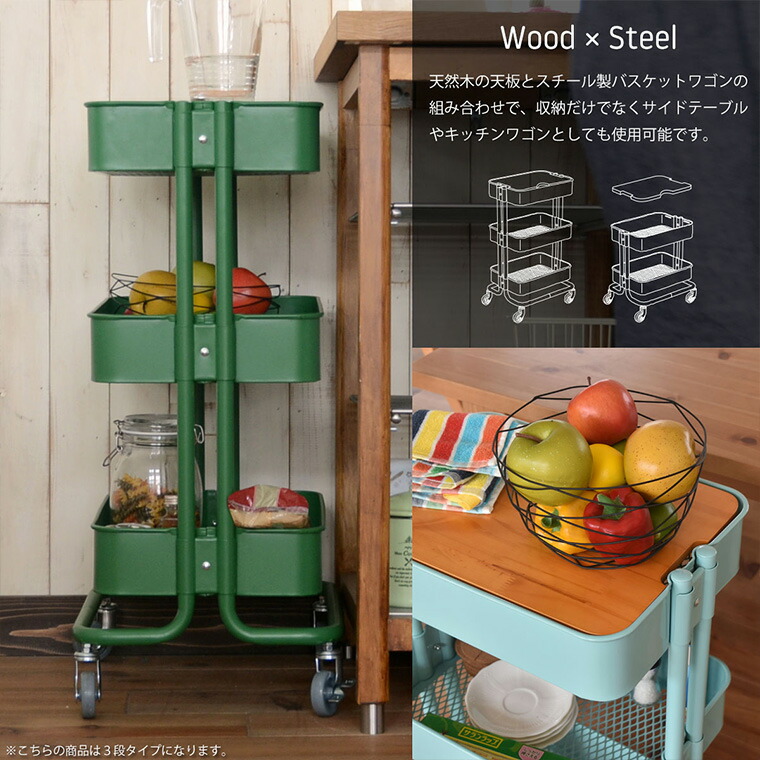 キッチンストッカー キッチンワゴン 天板付き 収納ボックス トローリーワゴン キッチンラック フタ付き 幅45 キャスター付き