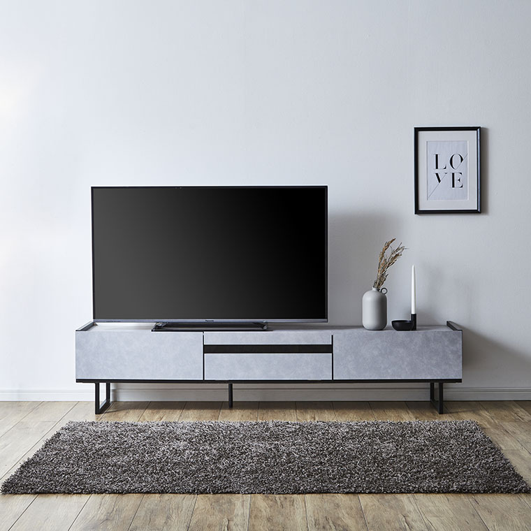 激安 テレビ台 幅180 モダン シンプル スタイリッシュ セラミック 木目 アイアン ガラス テレビボード 角型 スクエア リビング 収納 引き出し 引出 フルスライドレール おしゃれ かっこいい 上品 北欧 グレー ブラック 完成品 ステラ180tvボード Fucoa Cl