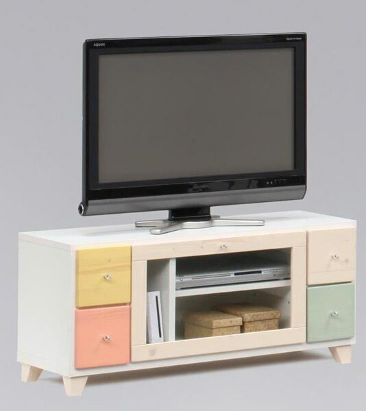 【カラフルな可愛らしいカラーのマカロンシリーズにテレビボードが登場!】テレビボード テレビ台 ローボード コンパクト ミニテレビ台 おしゃれ 木製★マカロン100TV台 AV収納【02P03Dec16】|ハローファニチャー