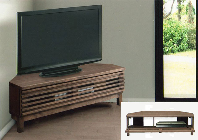 テレビボード コーナーテレビ台 ローボード AV収納 AVラック デッキ収納 機器収納 ルーバー フラップ扉 幅120 シンプル モダン かっこいい おしゃれ 和風 和モダン 木目 日本製 国産 アザース120コーナーTV(BR) 27,885円