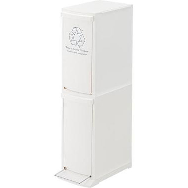 2段ゴミ箱 ゴミ箱 ごみ箱 分別 20L 便利 ホワイト ごみばこ キッチン用 スライド式 隙間収納 おしゃれ ダストボックス BOX スリム カウンター下 縦型 角型 ペール シンプル 20リットル キッチン 台所 LFS-932WH