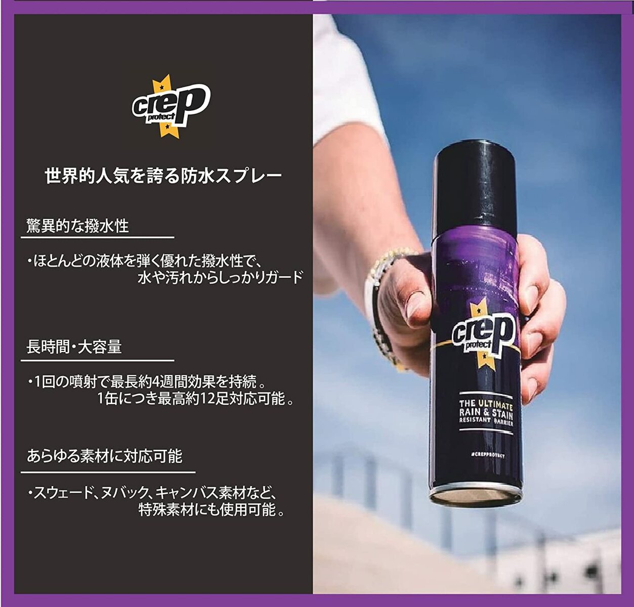 市場 クレッププロテクト 防水スプレー 日本製 強力撥水 スニーカー 靴 長時間キープ 大容量 200ml