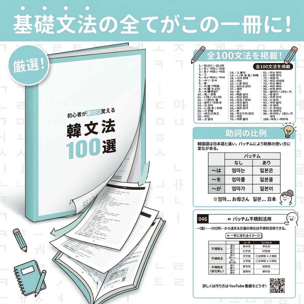 楽天市場】厳選！初心者が最初に覚える韓文法100選 韓国語 勉強 本