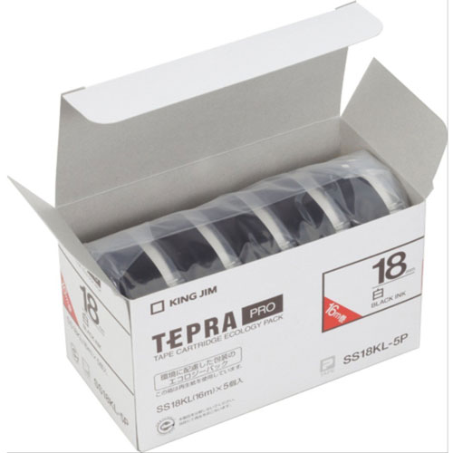 キングジム SS12KL-5P テプラPRO・エコパック（ロングタイプ）白ラベル/黒文字 12mm 5個パック[SS12KL5P] 返品種別A 楽天市場】【5個パック】【送料無料】SS12KL-5Pキングジム テプラPRO