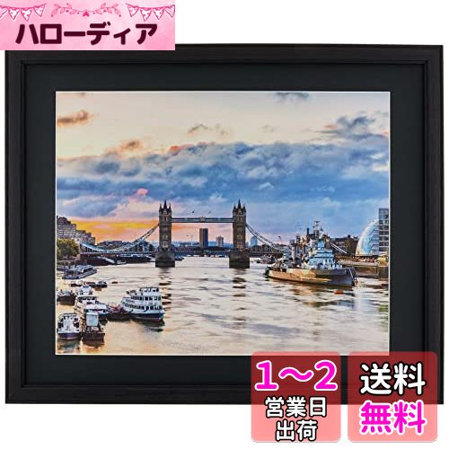 Kenko 額縁 コスモス 半切 木製 前面アクリル板使用 ブラック MCM-H-BK