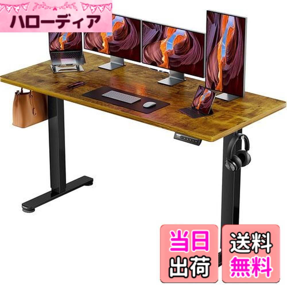 【貨物輸送無料】ErGear 電動 オフィスワークテーブル 昇降式事務机 スタンディングデスク 幅160糎 耐荷重80kg 高さ記憶装置役立つこと 上下自動小銃昇降 静音 納める引っ掛かり付き添い人 やり方机 テレ細工物 【幅160 x 奥ふかさ70 x 高さ72-118糎】(ビンテージ)