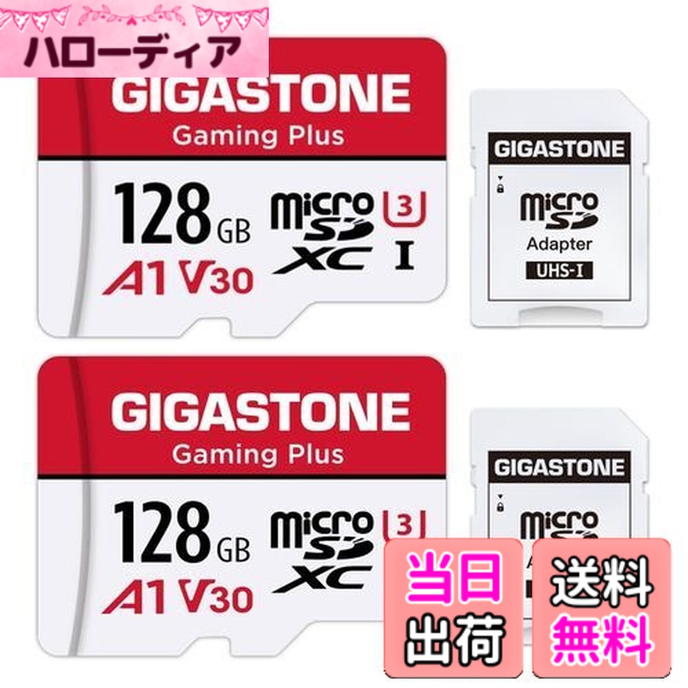 【貨物輸送無料】GIGASTONE マイクロsd歌留多 128GB 2個仕掛ける, SDアダプター2個付 ミニ納める入れもの2個付, 4K UHD画像 100MB/S 弾丸道路 MicroSDXC, UHS-I A1 V30 U3 Class 10