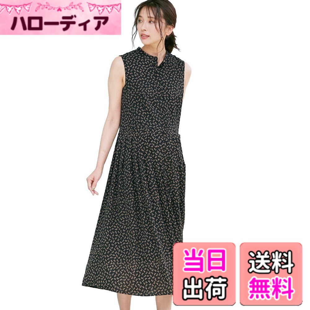 【送料無料】ANGELIEBE エンジェリーベ マタニティ 授乳しやすい ペイズリー柄 ノースリーブ ワンピース 産前 産後 妊婦服 裏地付き 色:ブラック、サイズ:M-L|ハローディア店