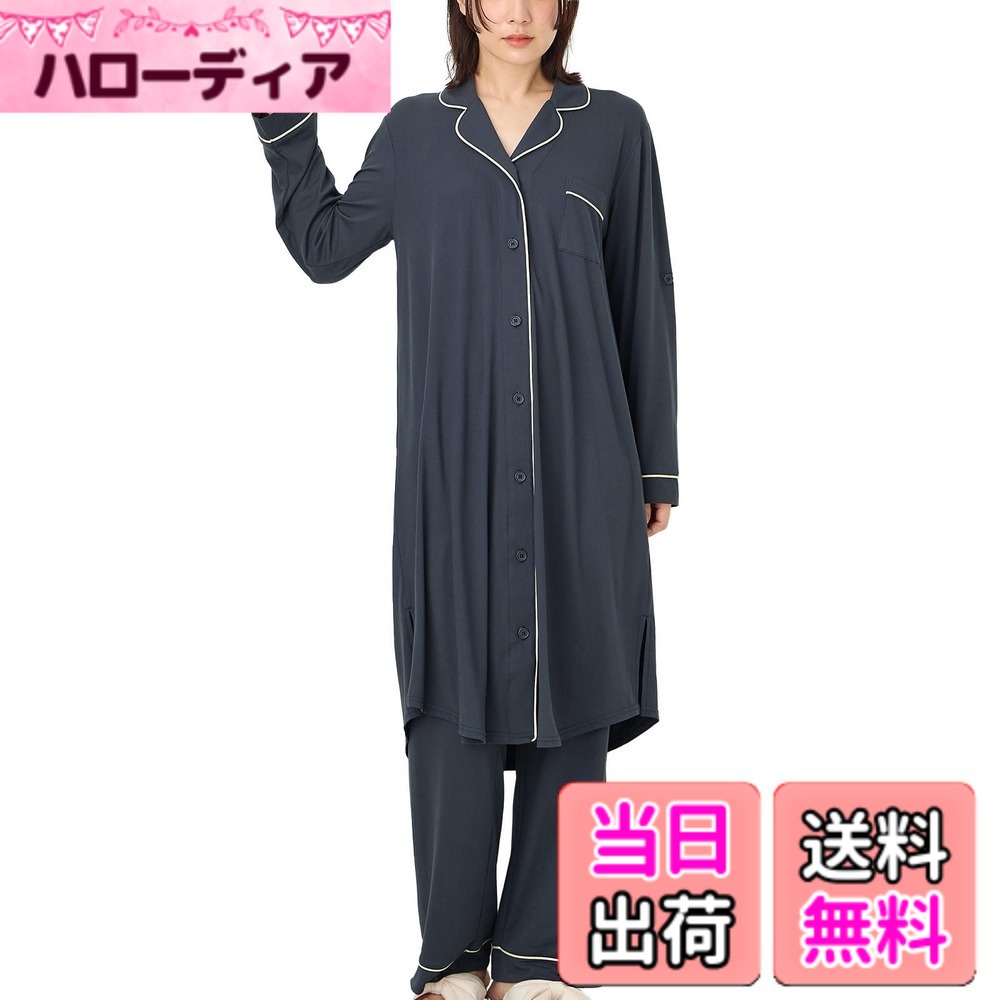 【送料無料】[犬印本舗] パジャマセット 極上ストレッチとろみらくちんパジャマ レディース 色：ブルーグレー(BLG)、サイズ：L