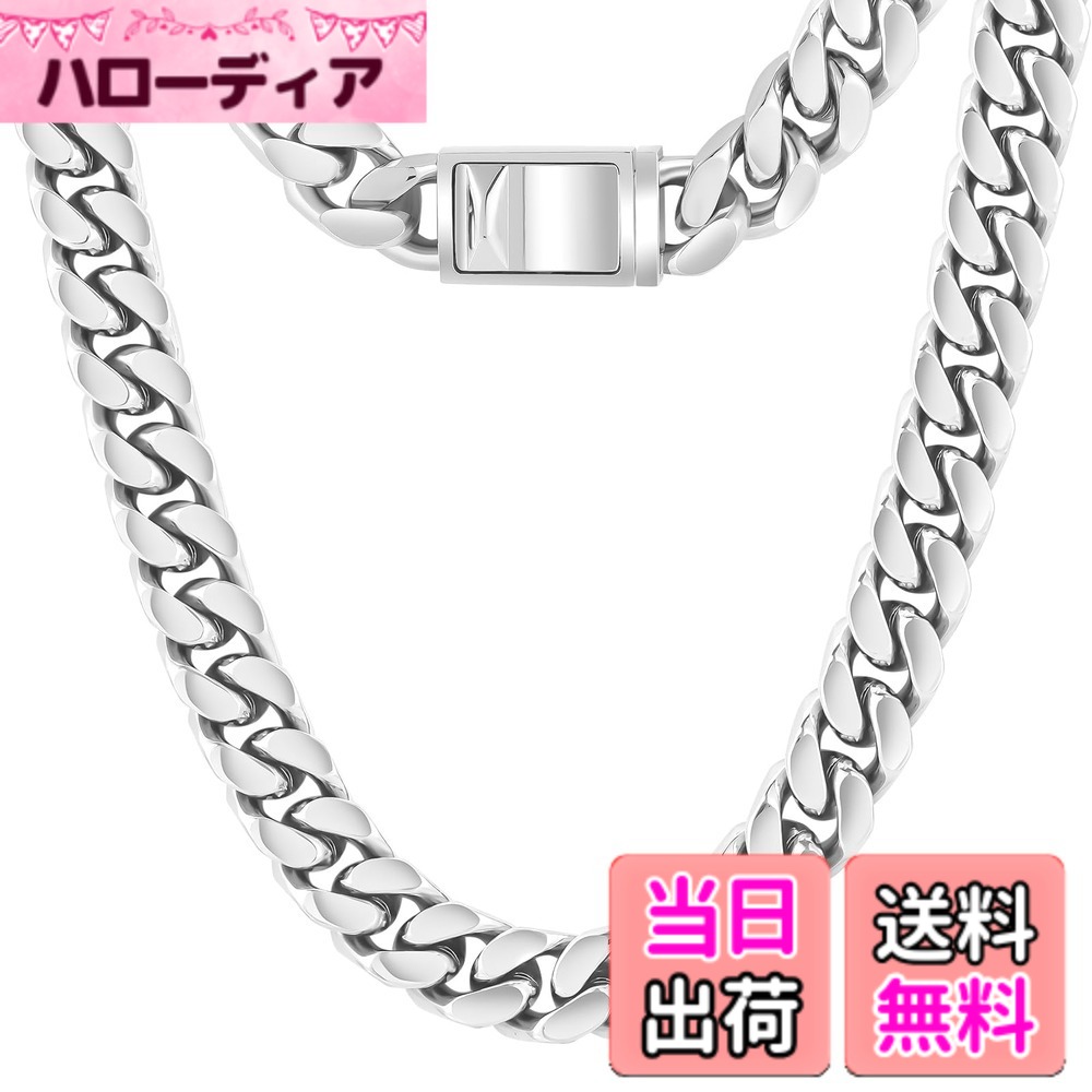 【送料無料】KRKC&CO ネックレス メンズ 喜平チェーン 12mm ステンレススチール キューバンチェーン 金属アレルギー対応 男性向けヒップホップジュエリー ラッパー B系 ストリートアクセサリー ギフトお祝い 色：シルバー