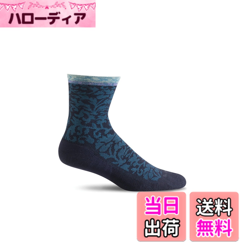 【送料無料】[ソックウェル] 着圧 加圧 むくみ 速乾 吸汗防臭 暖かい ウール素材 防寒 セルフケア メリノウール ソックス 【PLANTAR CUSH CREW】 ハイソックス 色：デニム、サイズ：M-L