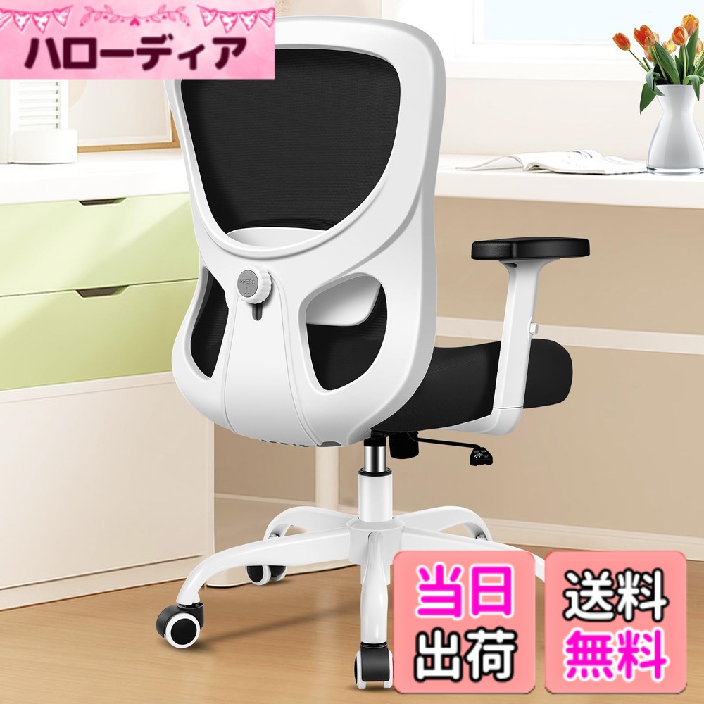 【送料無料】Razzor デスクチェア 人間工学 オフィスチェア 疲れない 勉強椅子 調節できるランバーサポート 腰に良い 360°回転 耐荷重優秀 家庭用 事務室用 RZ2088 色：ホワイト、サイズ：長さ: 23.23インチ, 幅: 9.06インチ, 高さ: 20.08インチ
