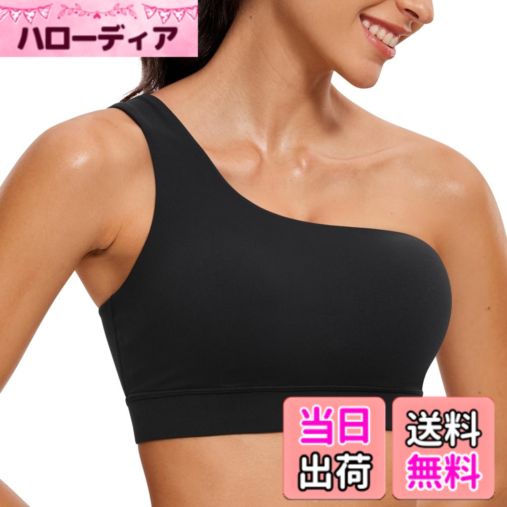 【送料無料】[CRZ YOGA] スポーツブラ ヨガ ブラトップ ワンショルダー カップ付き タンクトップ ヨガウェア ピラティスウェア Butterluxe 色：ブラック、サイズ：2XL Regular