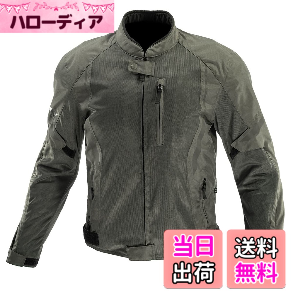 【送料無料】[コミネ] バイク用 プロテクトハーフメッシュジャケット JK-146 JK-1463 春夏秋向け メッシュ素材 CE規格レベル2 CE規格 プロテクター 色：オリーブ、サイズ：WL