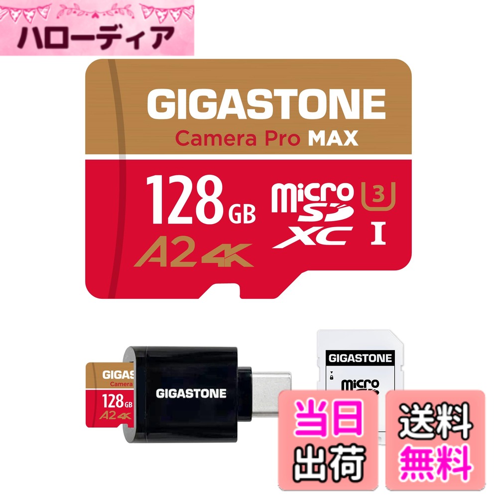 【貨物輸送無料】GIGASTONE マイクロsd歌留多 256-4-1 Core Group 色：128GB Camera Pro MAX 1枚+Type C歌留多愛読者