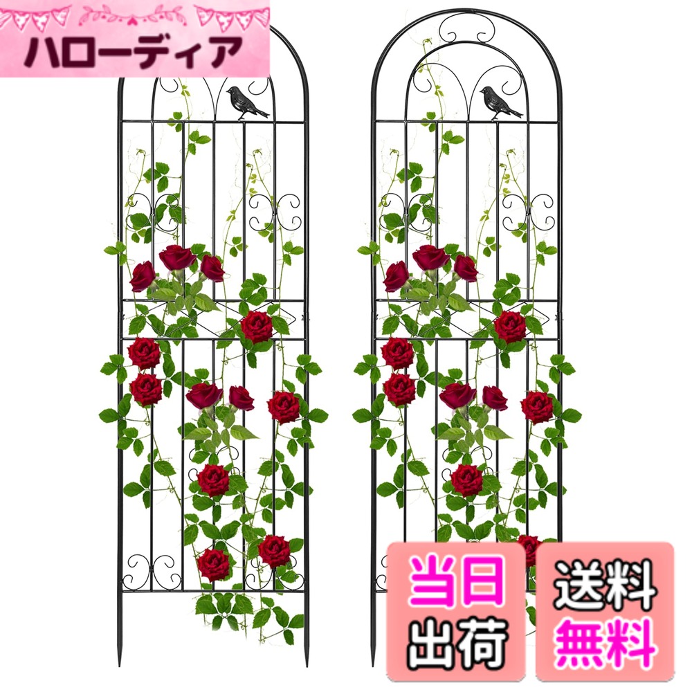 【貨物輸送無料】Rxakudedo ローズ駒寄せ アイアン駒寄せ 園芸 駒寄せ アイアン 高さ180糎 サクラ色駒寄せ 蔓性草木用突っ支い棒 駒寄せ 色：黒いこと、大きさ：2枚