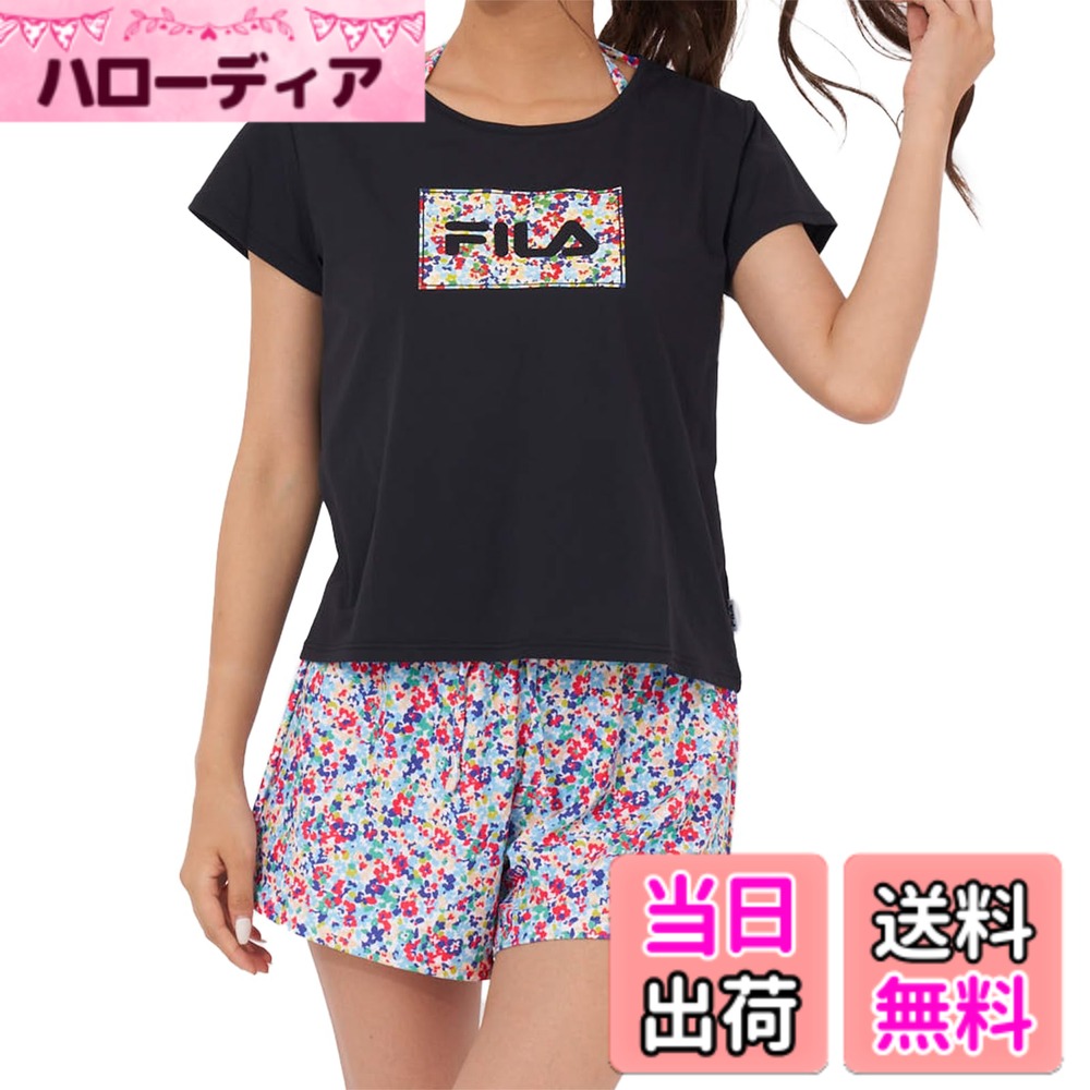 【貨物輸送無料】[FILA] ビーチカバーアップセット フィラ FILA レディース 水泳着 ビキニ4点書き割り 324603 色：BK、大いさ：11