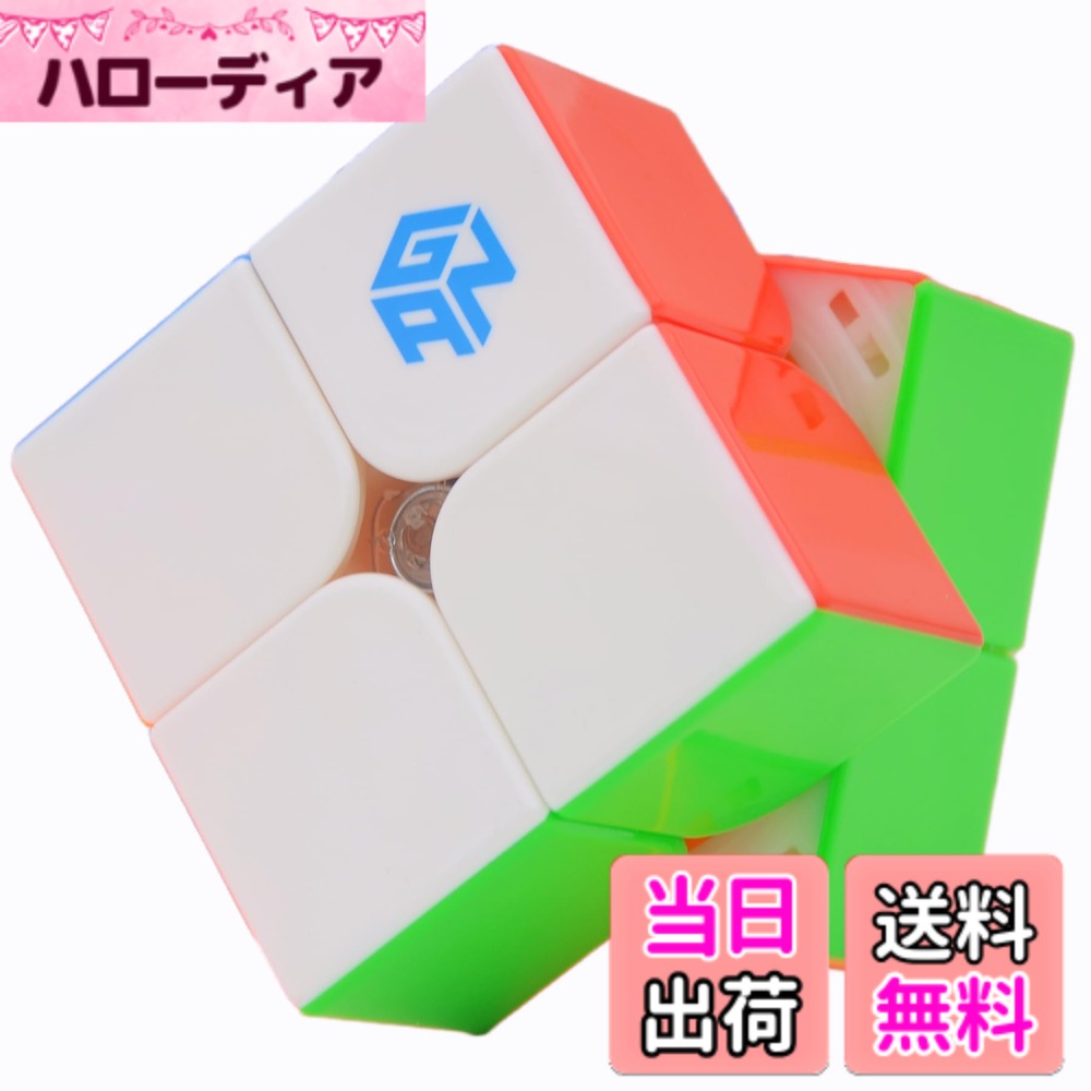 【送料無料】Bucubke GAN 251 M Pro 2x2 ステッカーレス磁気スピードマジックキューブ GAN251 Pro 2x2x2 競技用63マグネット パズルキューブおもちゃ（つや消し内部原色） 色：GAN 251 M Leap UV