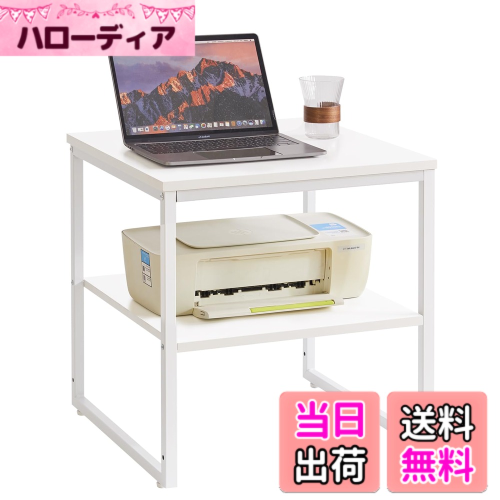 【送料無料】Aibiju サイドテーブル 小さい テーブル 棚高さ調節可能 シェルフ 本棚 リビング棚 色：ホワイト、サイズ：正方形