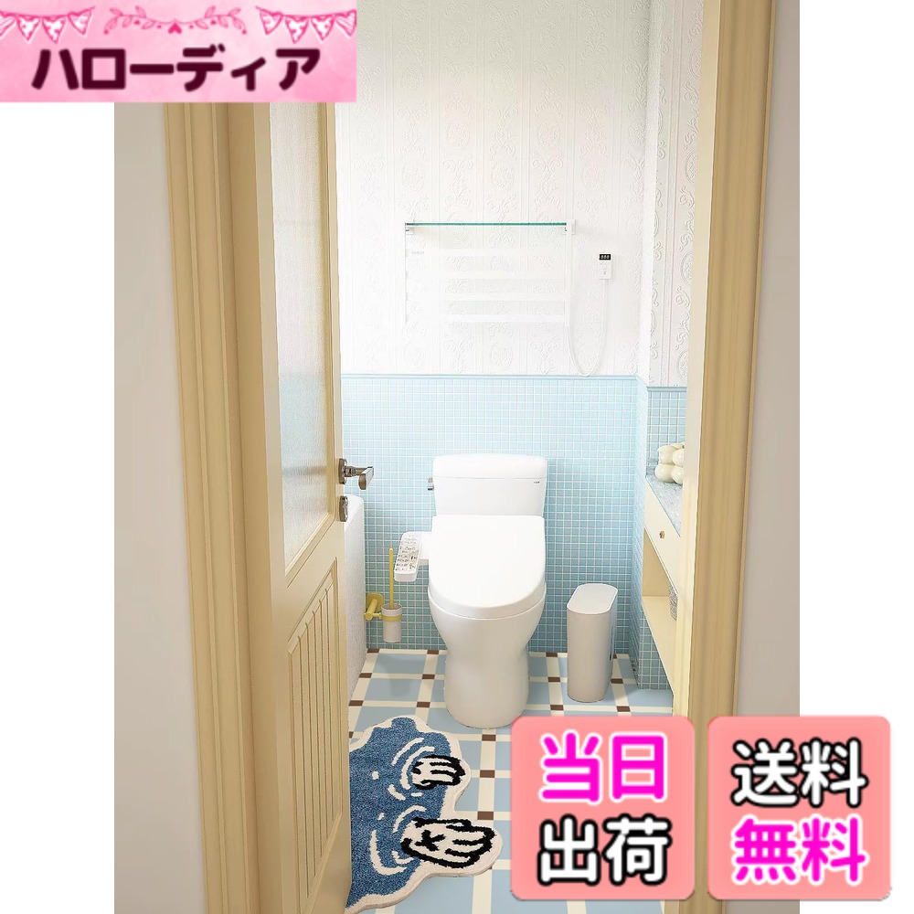 【送料無料】MORCART フロアタイル 置くだけ フロアシート 貼るだけ 接着剤不要 床 シート DIY トイレ 浴室 玄関 キッチン 床 リメイクシート 大理石 フローリングシート 防水 滑り防止 剥がせる 賃貸OK 色：ミルクブルーチェック、サイズ：20*20cm 40枚 / 約1畳分