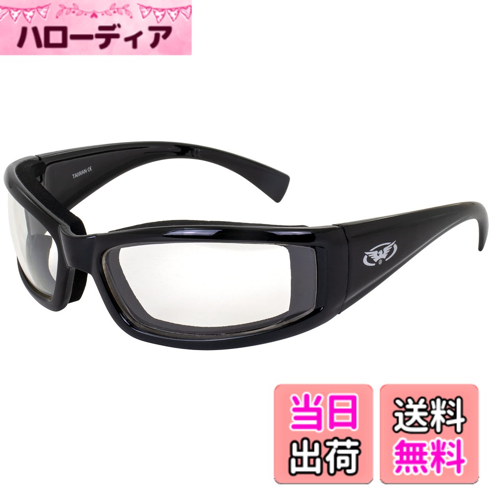 【送料無料】Global Vision Stray Cat 24 オートダークニング フォトクロミック オートバイ サングラス グロスブラックフレーム クリア トゥ スモーク 曇り止めレンズ ANSI Z87.1認定 色：ブラック、サイズ：Adult