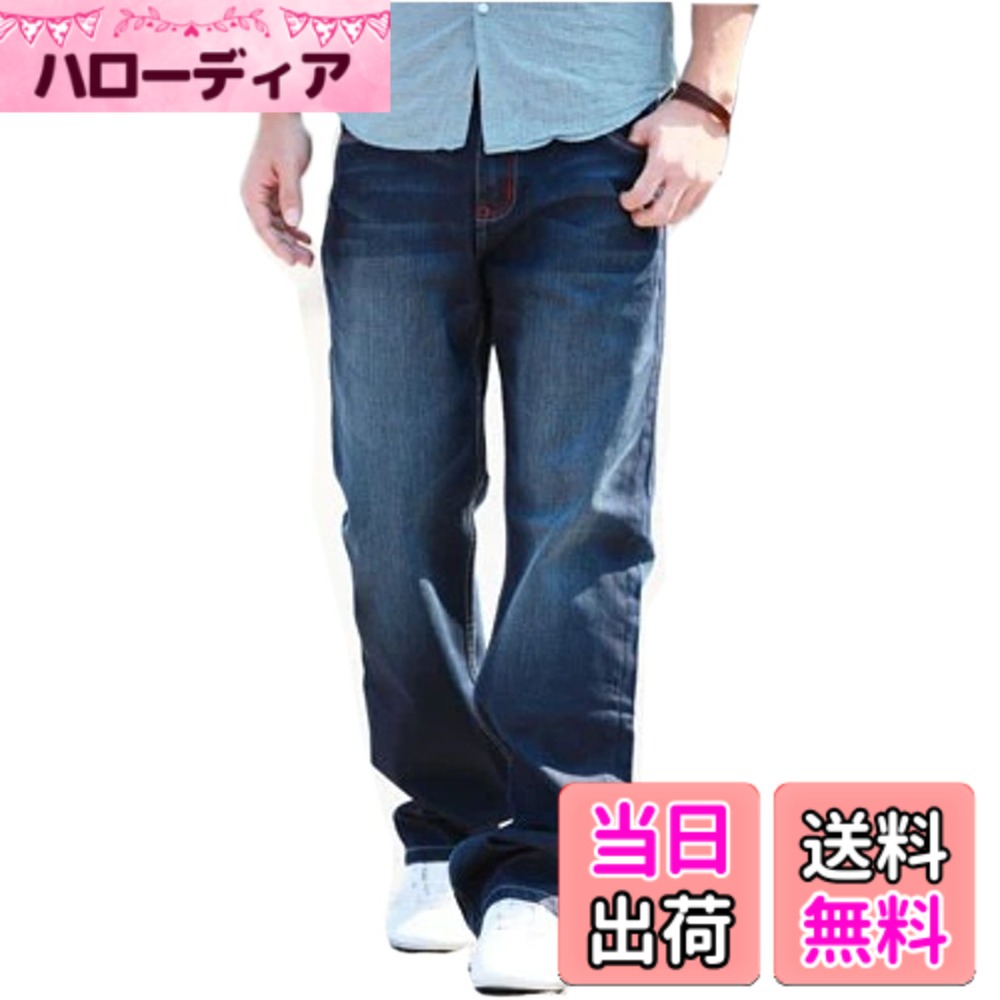 【送料無料】[ｉ－ｓｅｌｅｃｔ] （アイセレクト） ゆったり ワイド ジーンズ デニム パンツ 色：レッドステッチ、サイズ：28