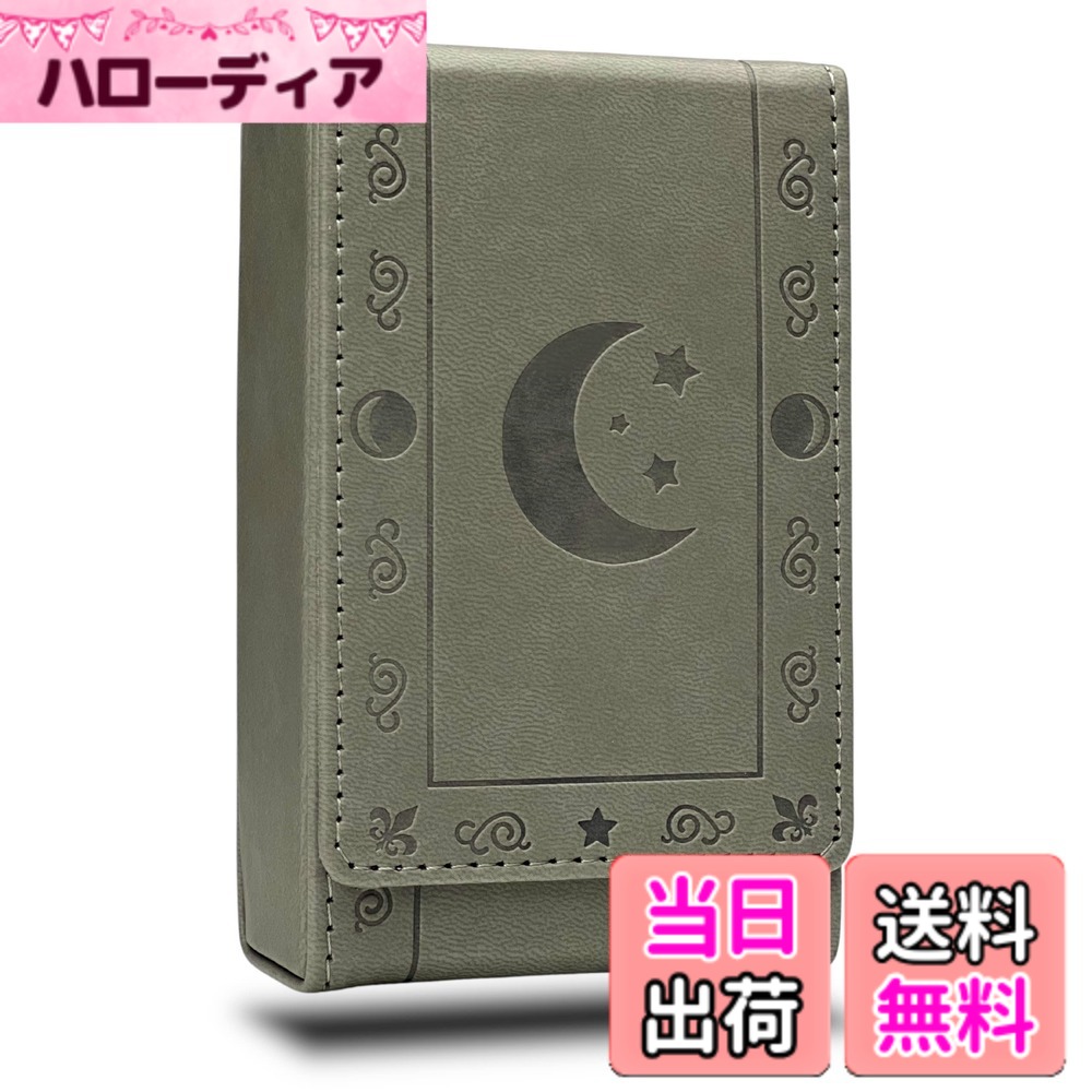【貨物輸送無料】Luck Lab レザータロットカードケース/保持者 - 薄墨色 - ほとんどの標準尺度大きさのタロットカード用 (ボックス席の甲板大きさに其れ相応) - お月さま青写真 色：薄墨色、大きさ：Standard Tarot