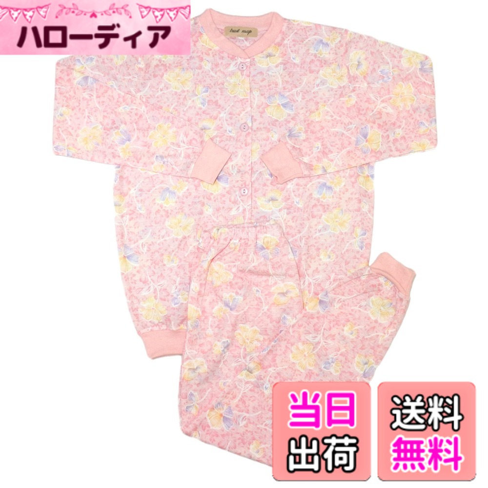 【送料無料】【trust map】シニアに優しい パジャマ 春夏用 レディース [薄手 天竺 婦人 大きめボタン 柔らかリブ仕様 ウエスト調整 ] 色：ピンク02、サイズ：L