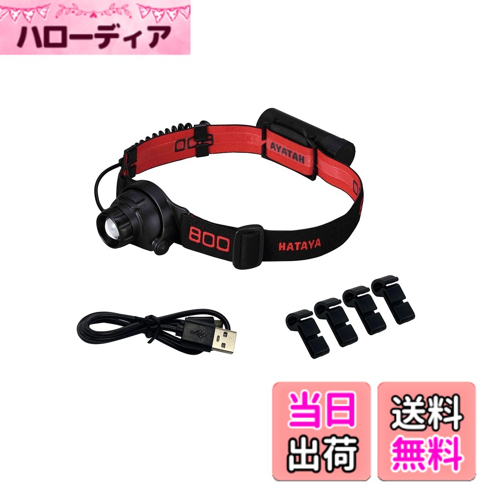 【送料無料】ハタヤ (HATAYA) 照明 USB充電式 LED 屋外用 (防雨型) IP64 防塵 防水 バッテリー内蔵 全光束800Lm ワイド/スポット切替 ヘッド角度調整 軽量 コンパクト 作業灯 ワークライト ヘッドライト 家庭用 工場用 建設現場 LEDヘッドライト800 (ハチゼロゼ 色：なし