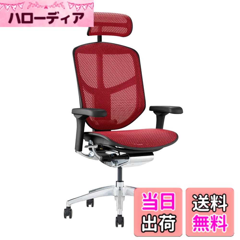 【貨物輸送無料】エルゴヒューマン2(ergohuman2) 執務室女性議長 ENJOY 悦ばせる 色：メッシュ:赤いこと / 一こま:黒いこと、大きさ：御機嫌手合い
