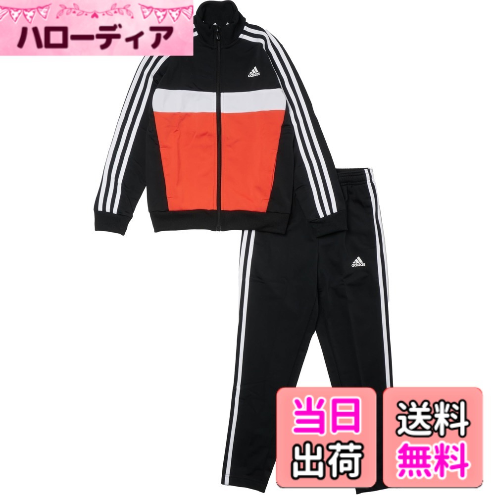 【送料無料】[adidas] ジャージ上下セット キッズ トラックスーツ ボーイズ 色：Top:ブラック/ブライトレッド/ホワイト Bottom:ブラック/ホワイト(IY1795)、サイズ：130｜ハローディア店