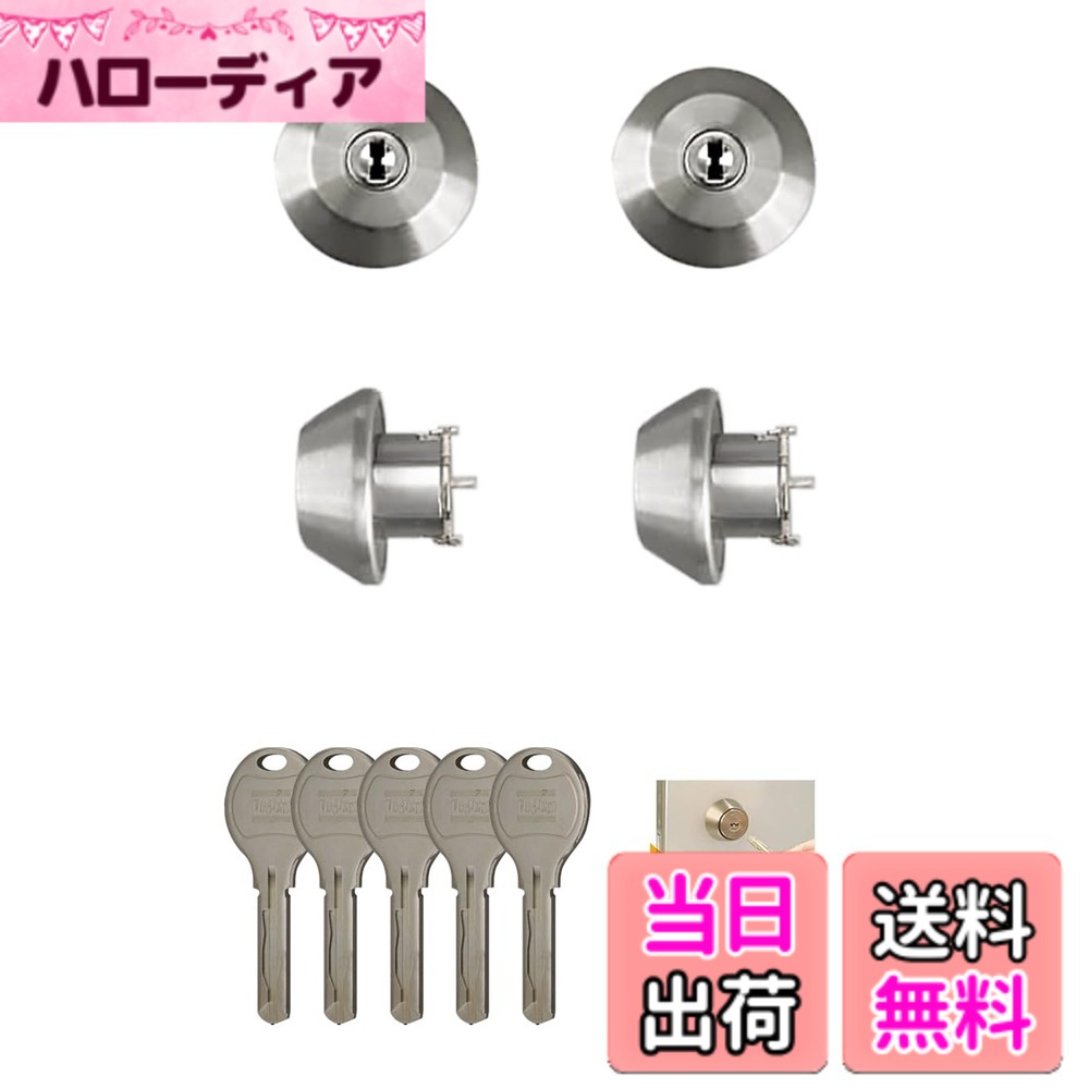 【送料無料】TOSTEM(トステム) 玄関ドア 鍵 交換用 シリンダー 錠 ディンプルキー LIXIL FG-E QDJ695 QDJ696 シルバー 交換手順書付き 色：シルバー、サイズ：2個同一