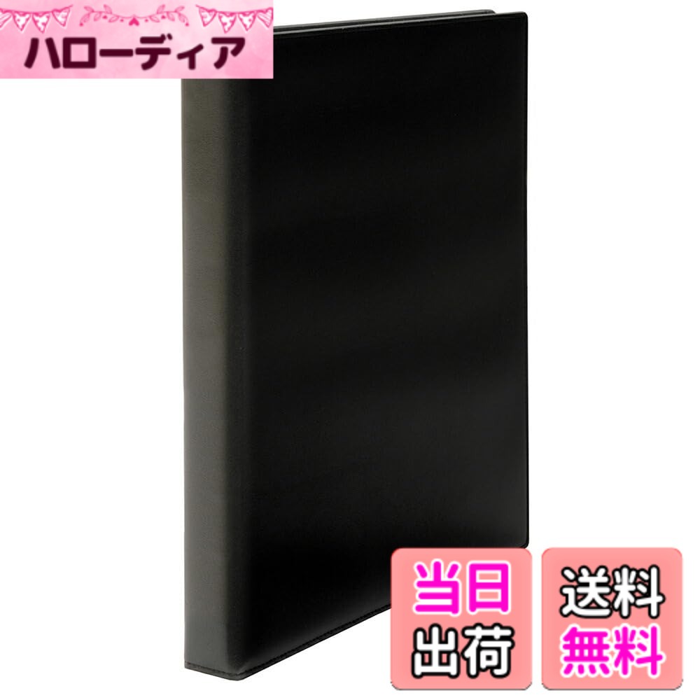 【貨物輸送無料】寄せあつめる 輪っか整理保存用具 本革調 A4-L KOVA A4 30穴 黒 F-950V-BK 色：黒いこと