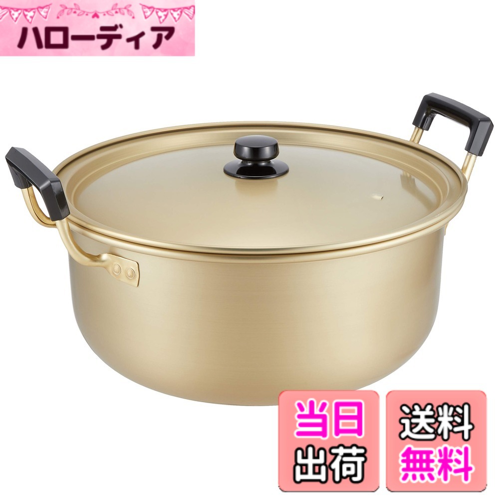 【貨物輸送無料】北陸アルミニウム(Hokuriku Alumi) 両手なべ 純しゅう酸 味づくし 色：ゴールド、大きさ：差しわたし40糎