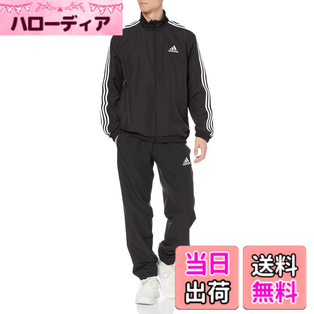 【送料無料】[adidas] ジャージ上下セット 3ストライプス ウーブン トラックスーツ メンズ 色：Top:ブラック/ホワイト Bottom:ブラック/ホワイト(GK9950)、サイズ：XL