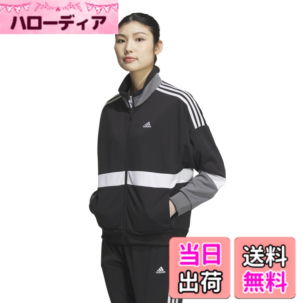 【送料無料】adidas(アディダス) ジャージトップチーム ルーズフィット ダブルニット トラックトップ KTX55レディース 色：ブラック(JG8142)、サイズ：M