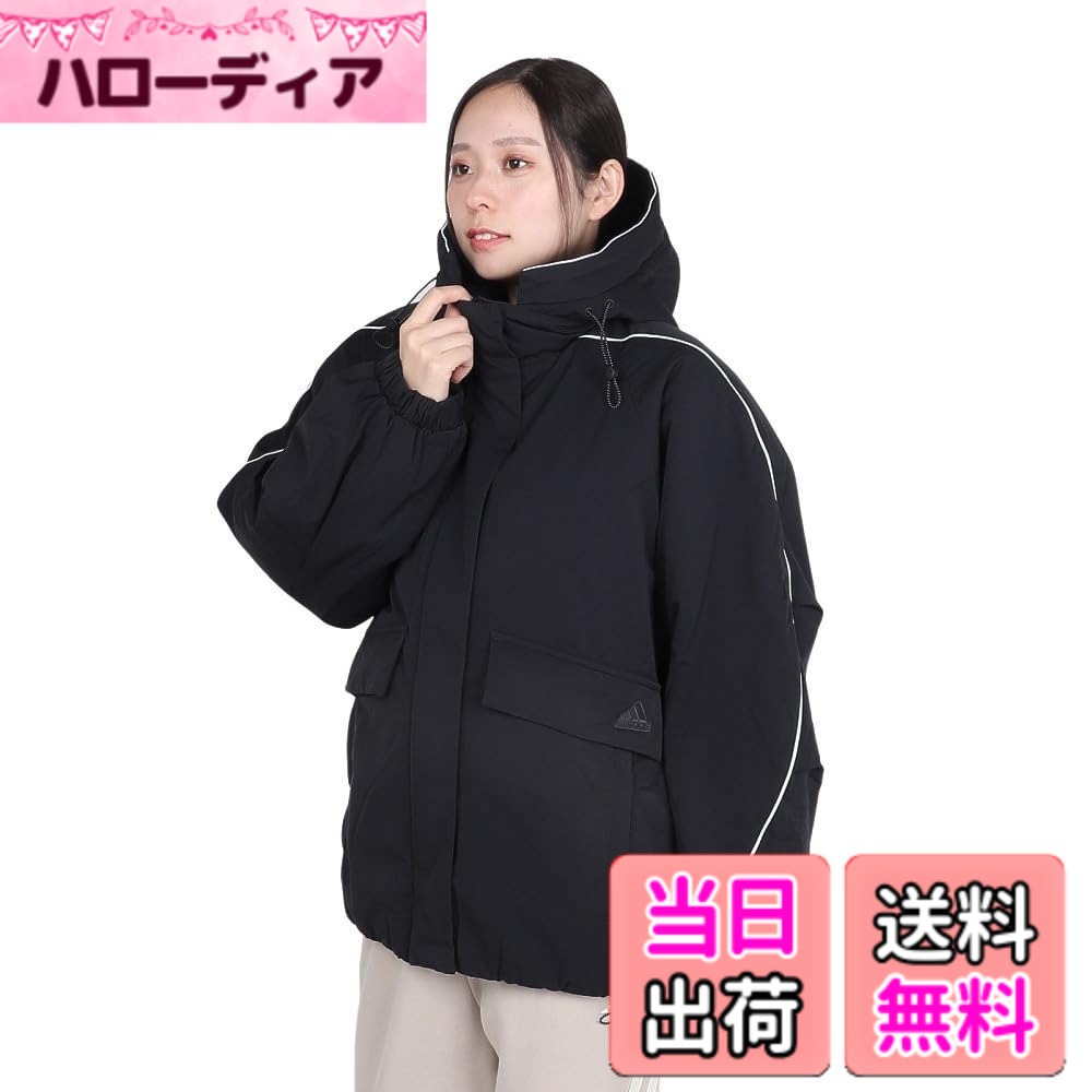 【貨物輸送無料】adidas(アディダス) ジャケットビヨンド ザ ストライプス オーバーサイズフィット パデッドジャケット KWR91レディース 色：黒いこと(JG3386)、大きさ：M