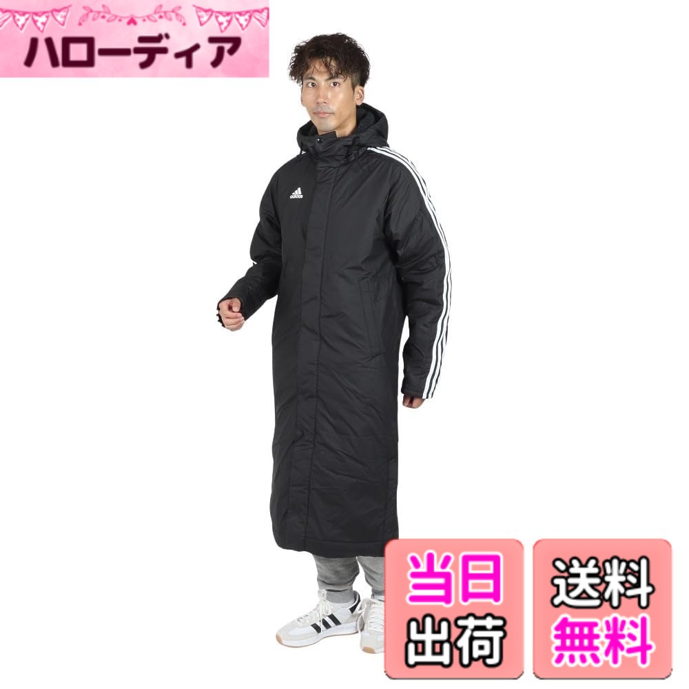 【貨物輸送無料】adidas(アディダス) コートマストハブ 3ストライプス ルーズフィット Best オブ アディダス ライニングロングコート KWX71メンズ 色：黒いこと/白いこと(JG8512)、大きさ：XL