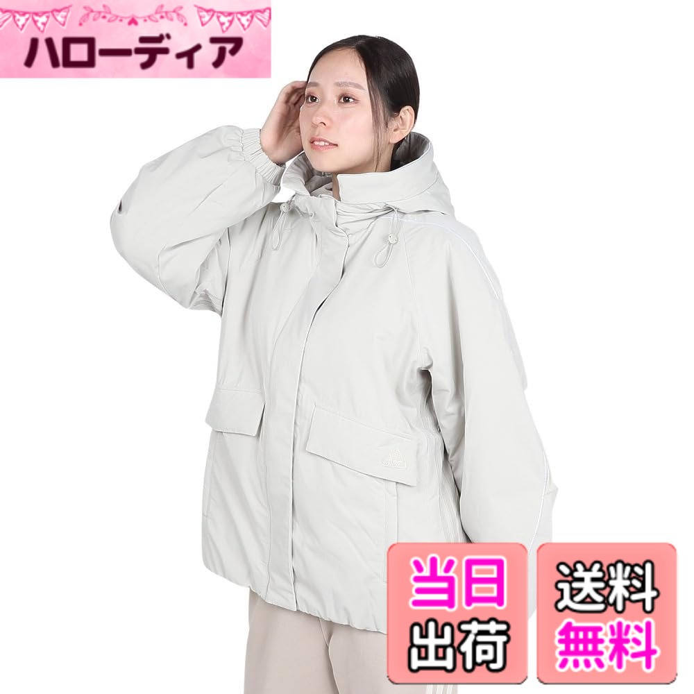 【貨物輸送無料】adidas(アディダス) ジャケットビヨンド ザ ストライプス オーバーサイズフィット パデッドジャケット KWR91レディース 色：パティー薄墨色(JG3385)、大きさ：S