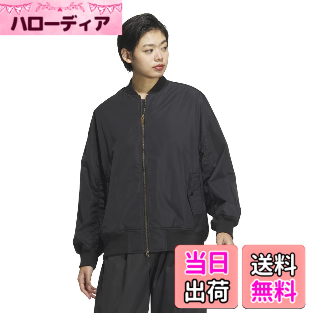 【貨物輸送無料】adidas(アディダス) 上衣単科大学 ルーズフィット ボンバージャケット KTX38レディース 色：黒いこと(JG3790)、大きさ：M