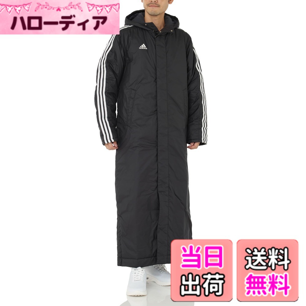 【貨物輸送無料】adidas(アディダス) 厚地の外套百貨店ロング パデッドコートメンズ 色：黒いこと/白いこと(JP4652)、大きさ：L