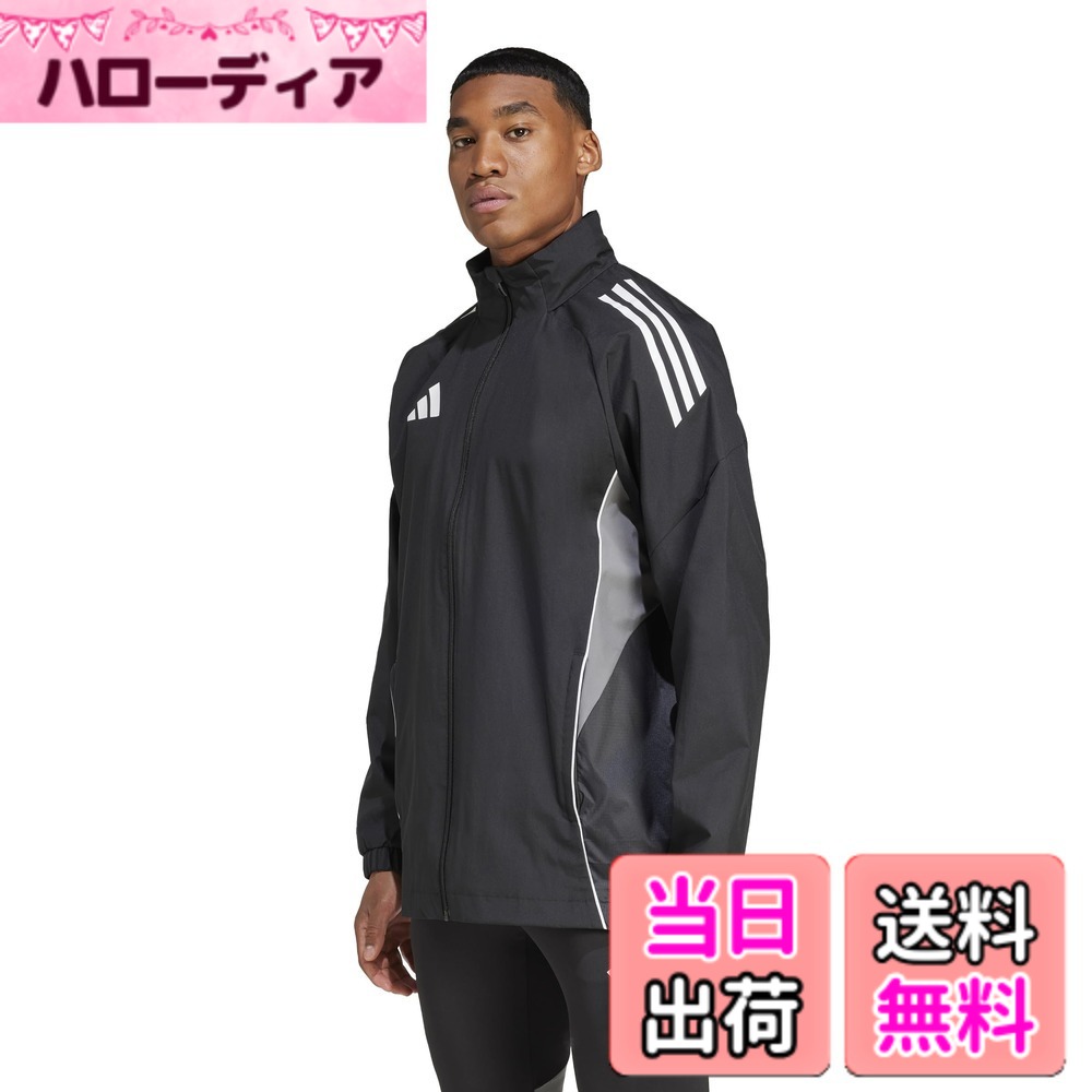 【貨物輸送無料】adidas(アディダス) 蹴球 ジャケットティロ 25 競り合い オールウェザージャケット JSJ90メンズ 色：黒いこと/チームグレーフォー (IW0427)、大きさ：M