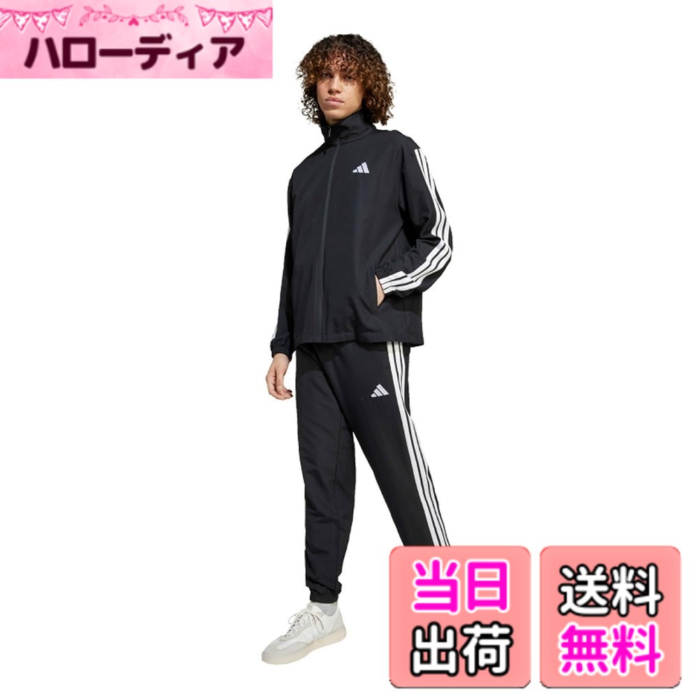 【送料無料】[adidas] ジャージ上下セット 3ストライプス ウーブン トラックスーツ メンズ 色：ブラック (JI8849)、サイズ：2XL