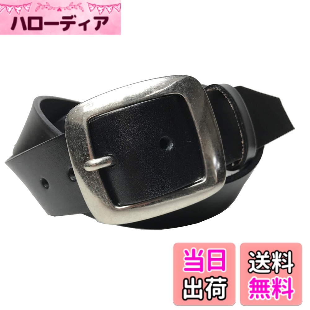 【送料無料】WING LEATHER 栃木レザーベルト 本革 牛革 メンズ 黒色 濃茶色 ロングサイズ 国産 無地 40mm W007 色：ブラック、サイズ：サイズL：約120cm