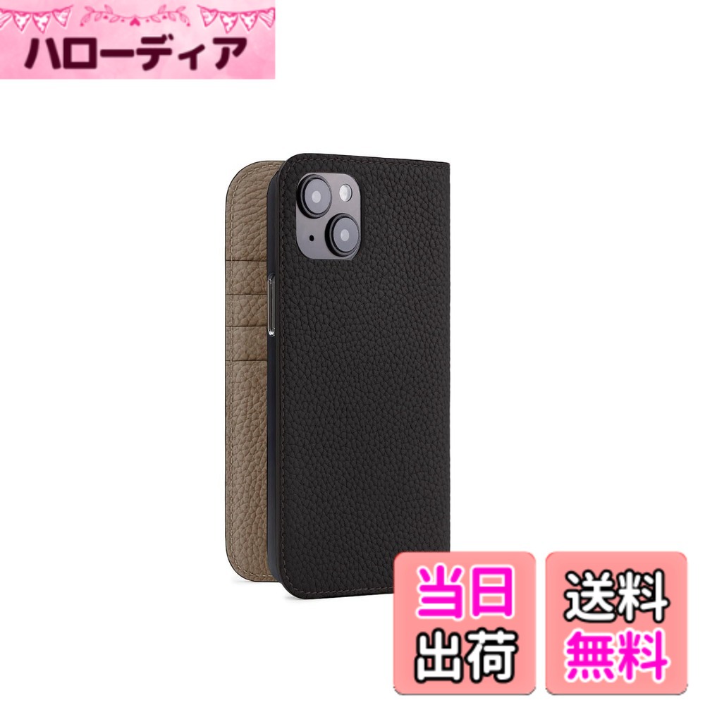 【貨物輸送無料】【ボナベンチュラ】当用日記容れもの シュリンクレザー 色：黒いこと x エトープ、大きさ：iPhone 14 Plus